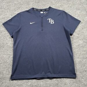Nike Tampa Bay Rays Shirt Mens XL Blue‎ Team Issue 1/4 Zip Pullover Dri Fit MLB